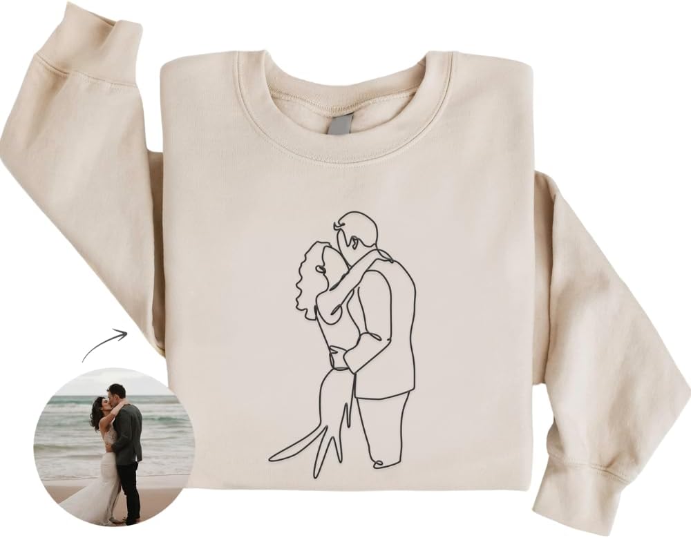 Premium Custom Photo Embroidered Hoodie, Oversized Sweatshirt Women, DIY Gift Memorial Picture Hoodie- Size S to 4XL