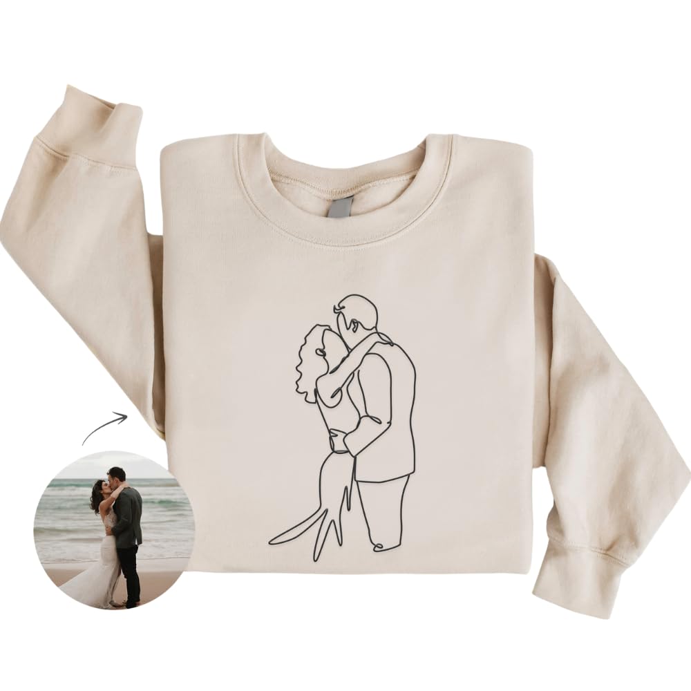 Premium Custom Photo Embroidered Hoodie, Oversized Sweatshirt Women, DIY Gift Memorial Picture Hoodie- Size S to 4XL