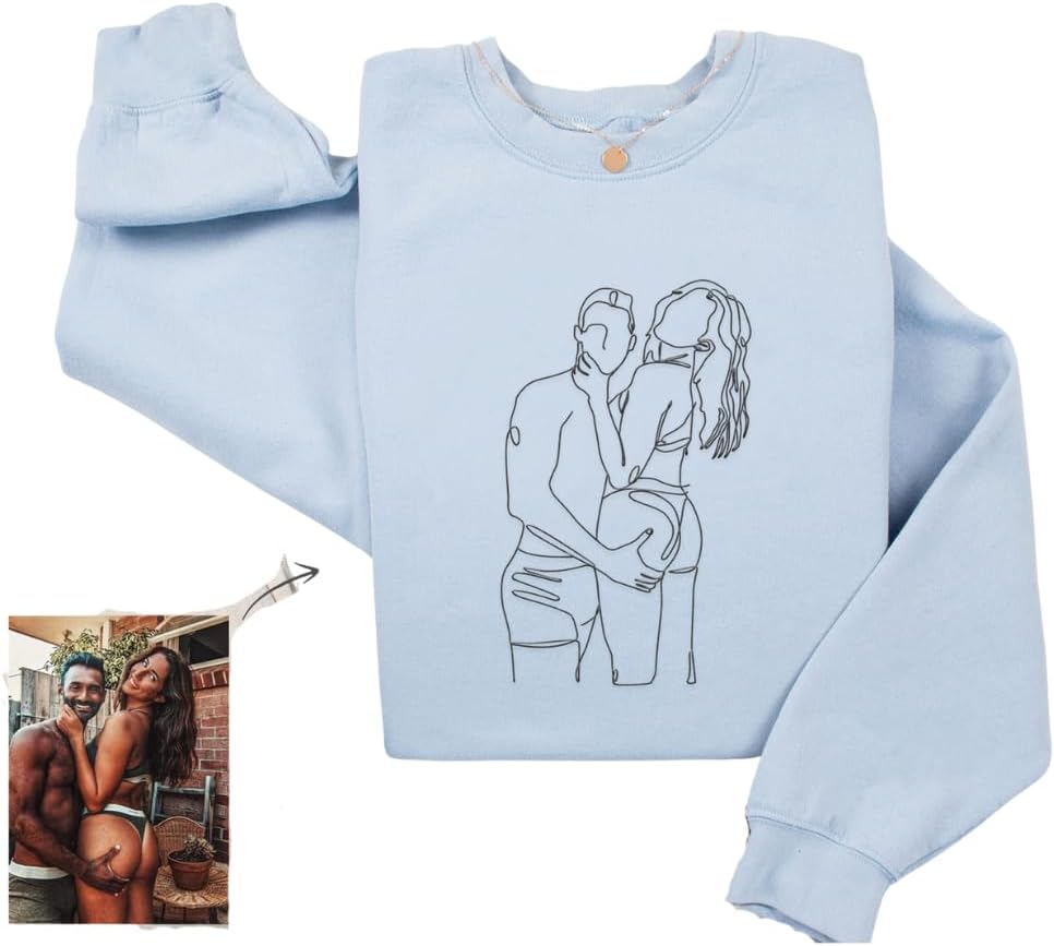 Premium Custom Photo Embroidered Hoodie, Oversized Sweatshirt Women, DIY Gift Memorial Picture Hoodie- Size S to 4XL