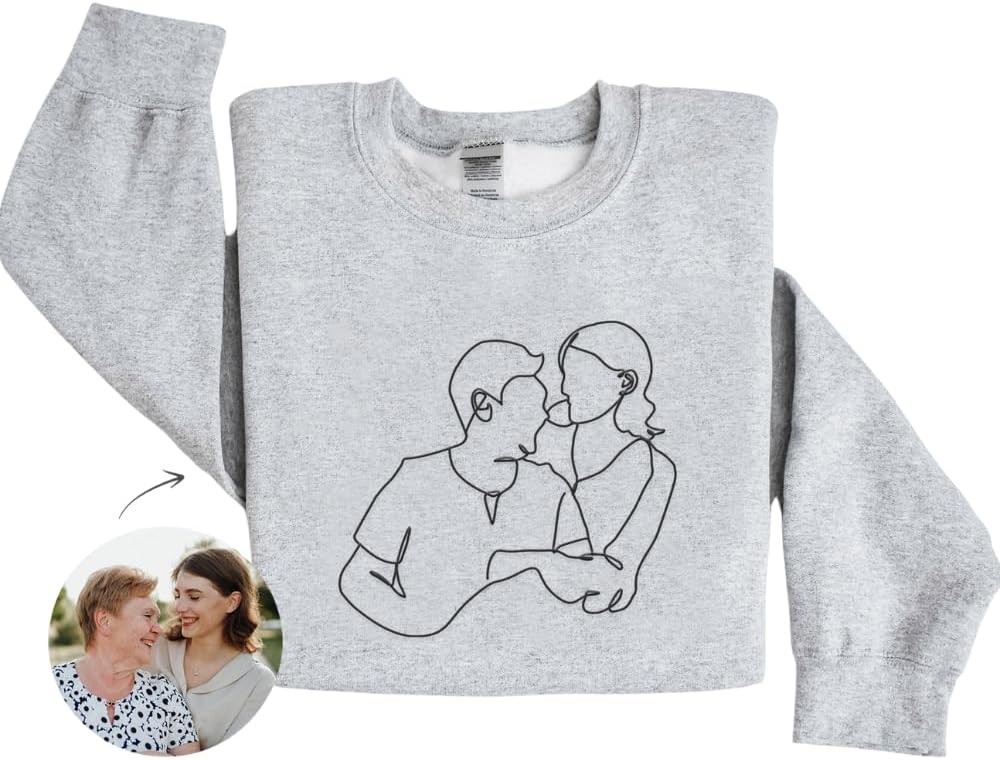 Premium Custom Photo Embroidered Hoodie, Oversized Sweatshirt Women, DIY Gift Memorial Picture Hoodie- Size S to 4XL