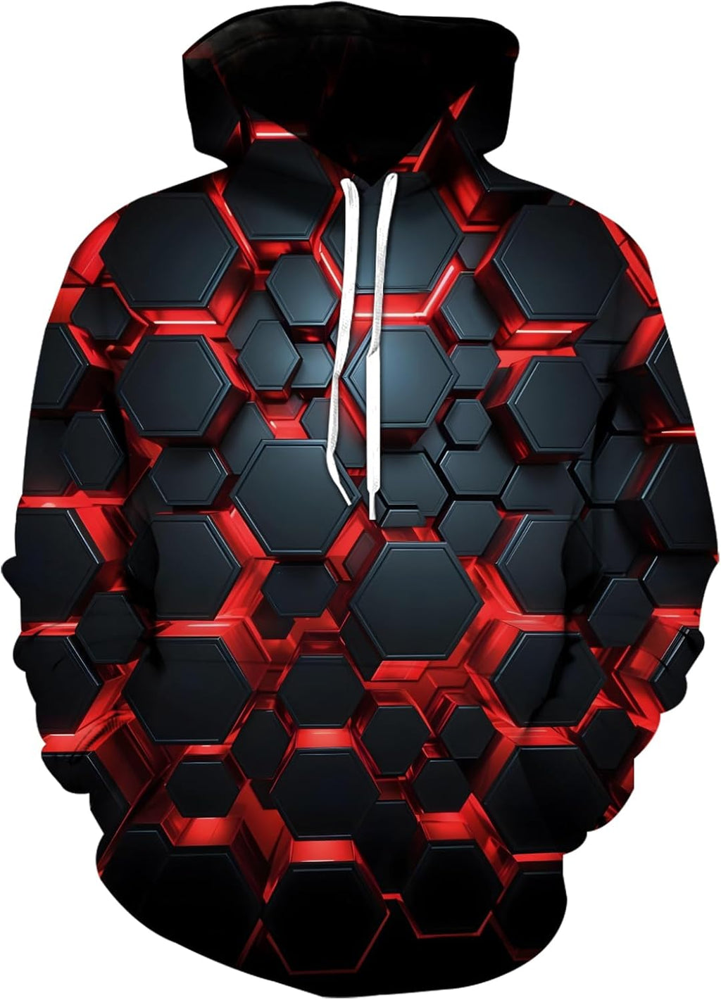 wangstar Graphic Hoodies for Men Sweatshirts for Teen Boy Gifts 16-18 Xmas Cool Things Novelty Black Red Pullover Hoodie