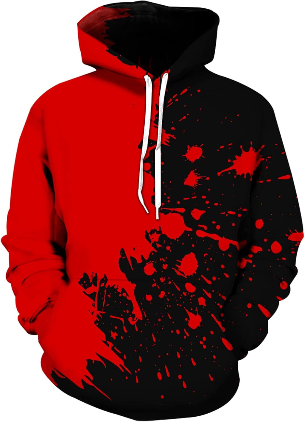 wangstar Graphic Hoodies for Men Sweatshirts for Teen Boy Gifts 16-18 Xmas Cool Things Novelty Black Red Pullover Hoodie