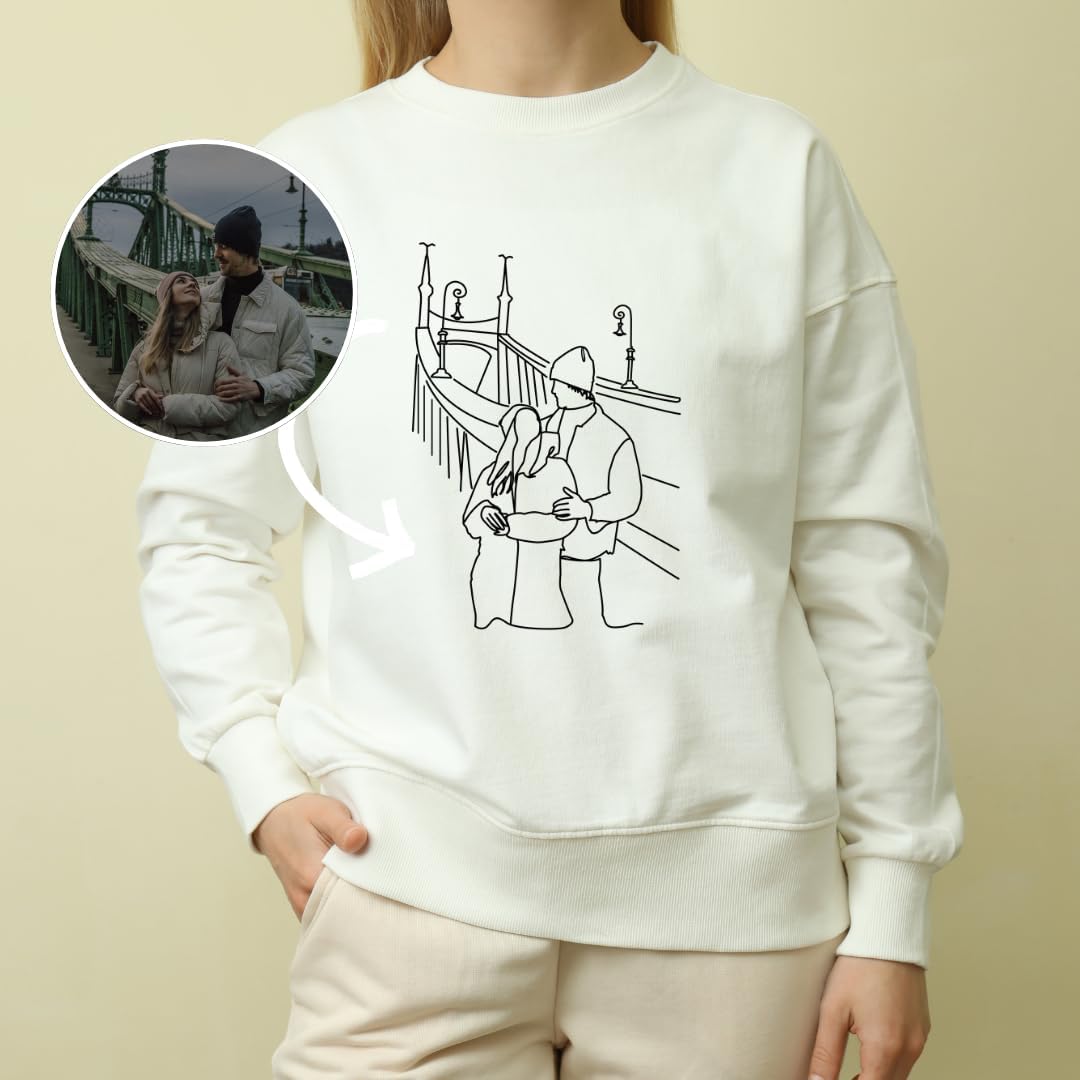 Premium Custom Photo Embroidered Hoodie, Oversized Sweatshirt Women, DIY Gift Memorial Picture Hoodie- Size S to 4XL