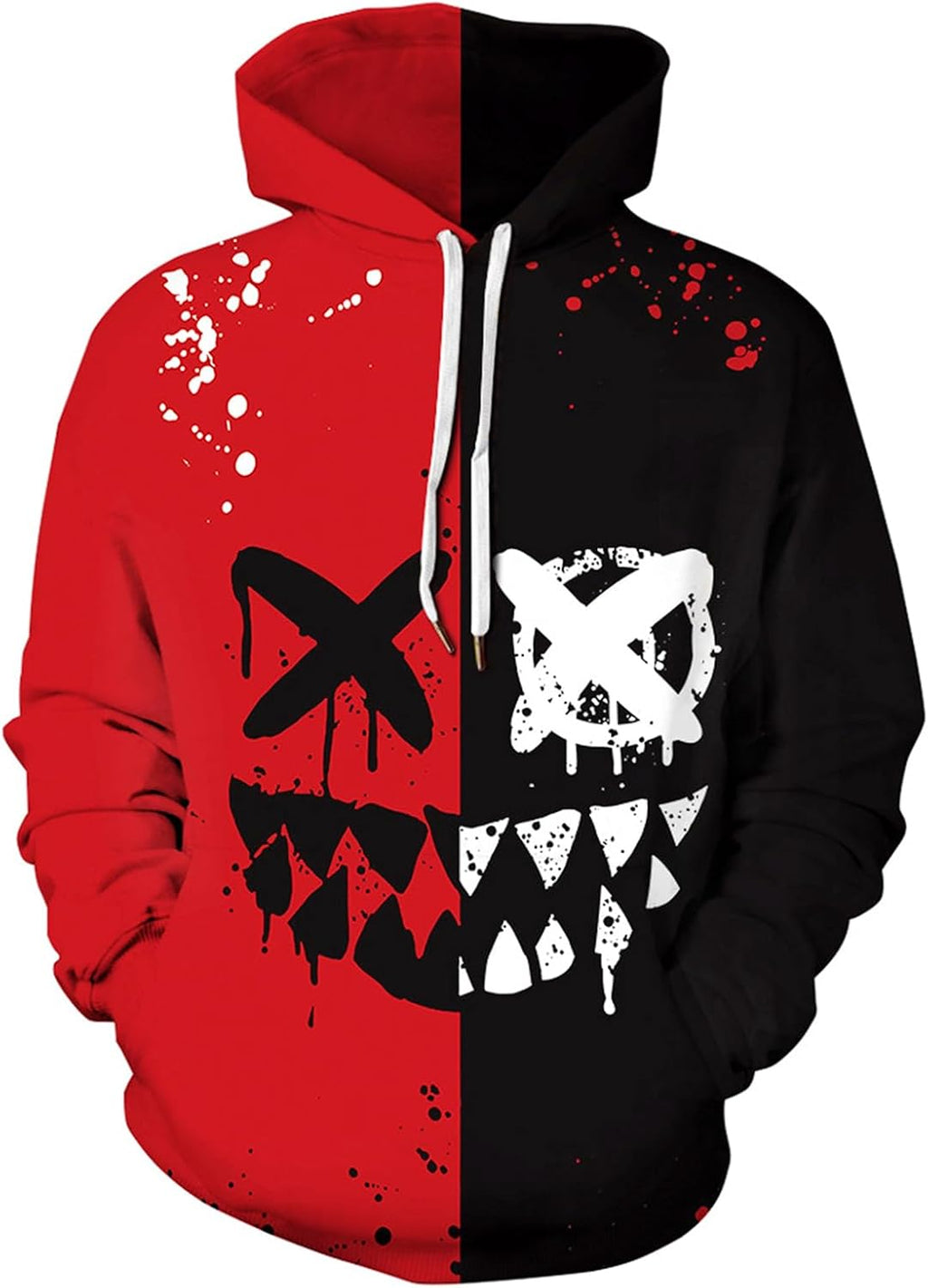 wangstar Graphic Hoodies for Men Sweatshirts for Teen Boy Gifts 16-18 Xmas Cool Things Novelty Black Red Pullover Hoodie