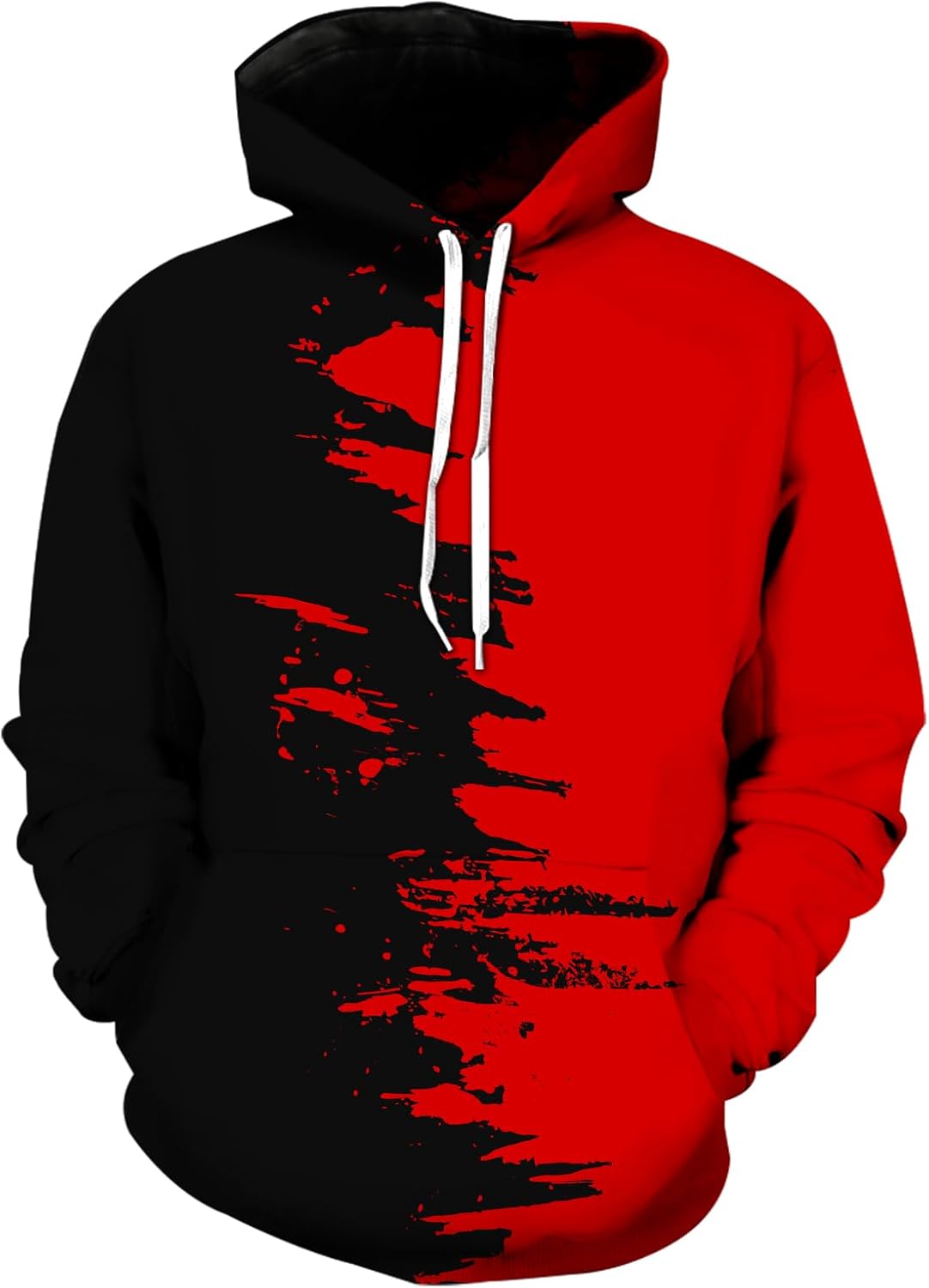 wangstar Graphic Hoodies for Men Sweatshirts for Teen Boy Gifts 16-18 Xmas Cool Things Novelty Black Red Pullover Hoodie