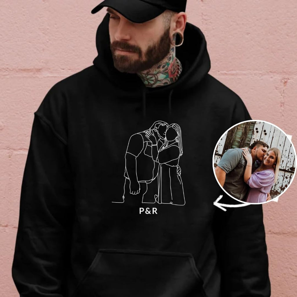 Premium Custom Photo Embroidered Hoodie, Oversized Sweatshirt Women, DIY Gift Memorial Picture Hoodie- Size S to 4XL