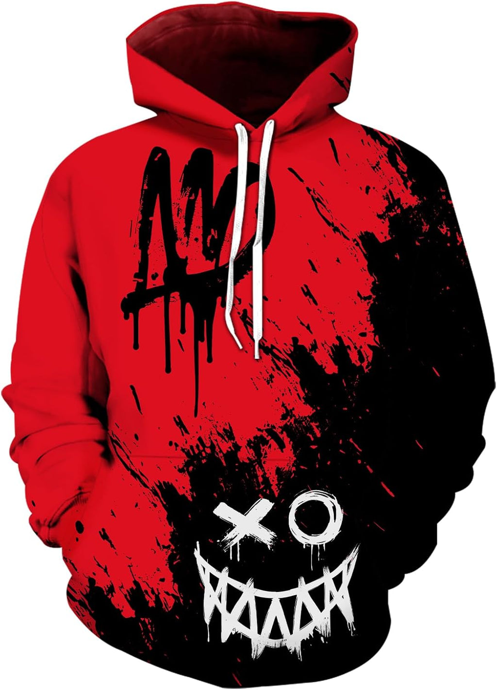 wangstar Graphic Hoodies for Men Sweatshirts for Teen Boy Gifts 16-18 Xmas Cool Things Novelty Black Red Pullover Hoodie